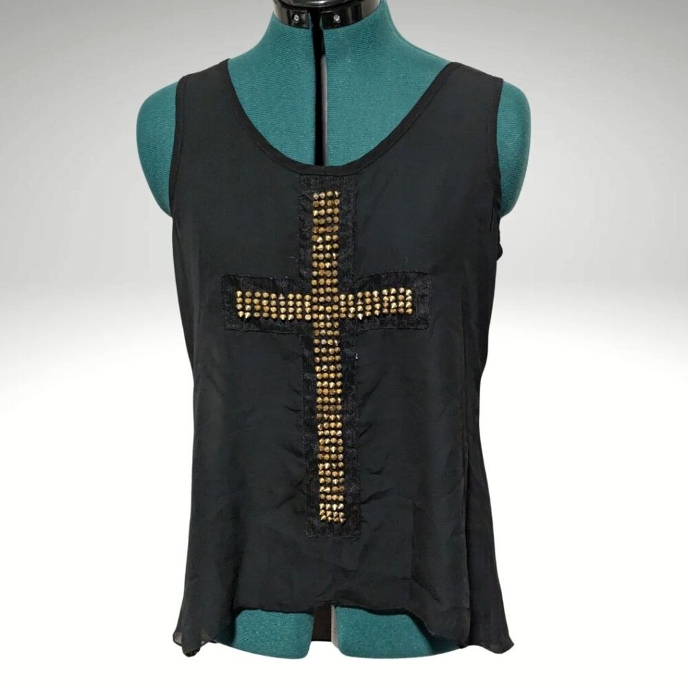 Body Central Sheer Sleeveless Tunic with Spikes Size Small.